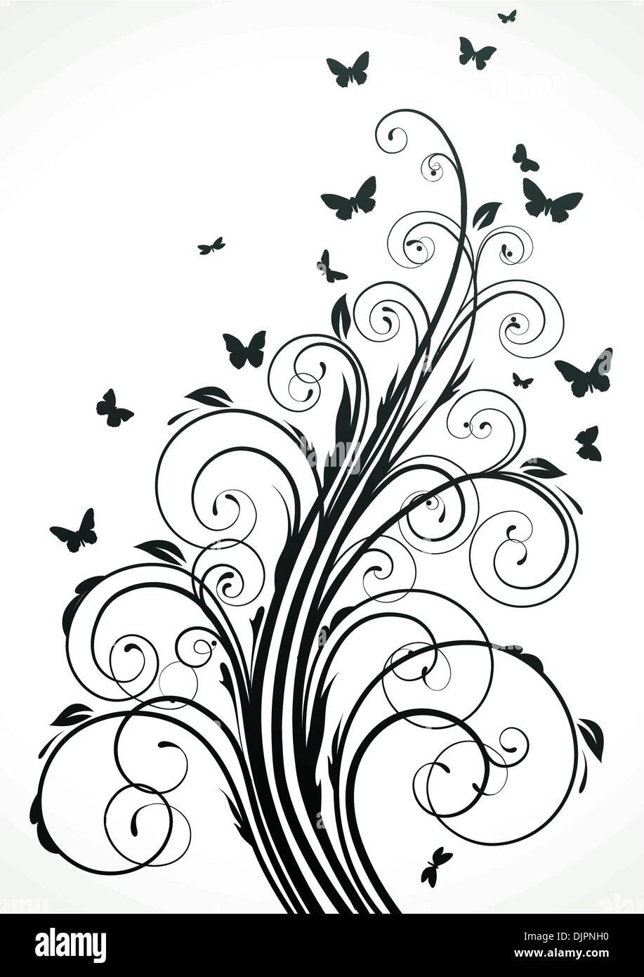 Vector illustration of swirling flourishes decorative Floral Background ...