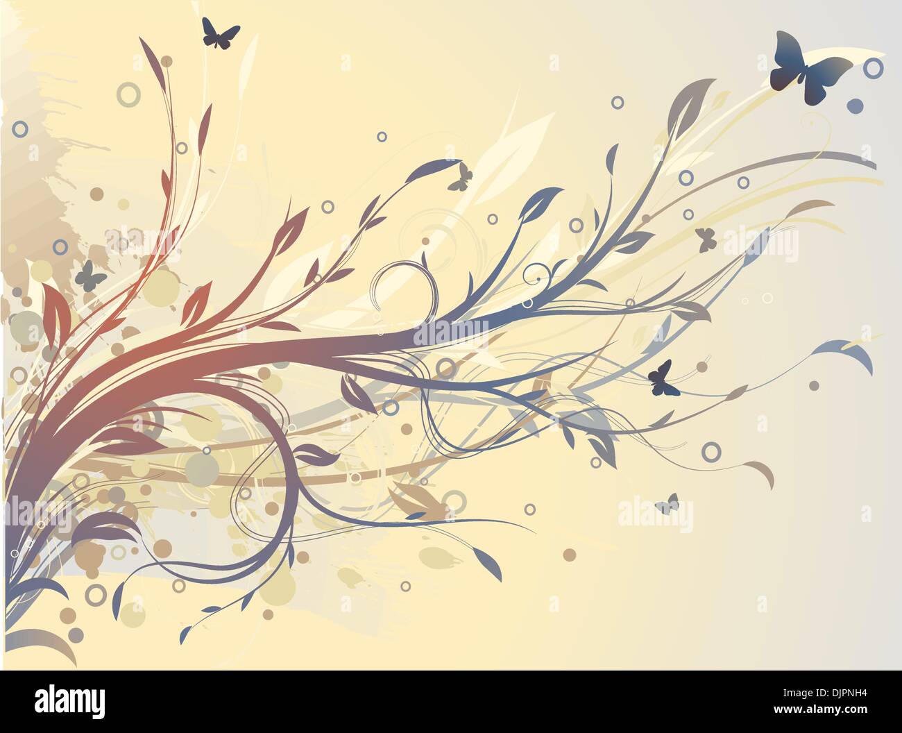 Vector illustration of grunge swirling flourishes decorative Floral ...