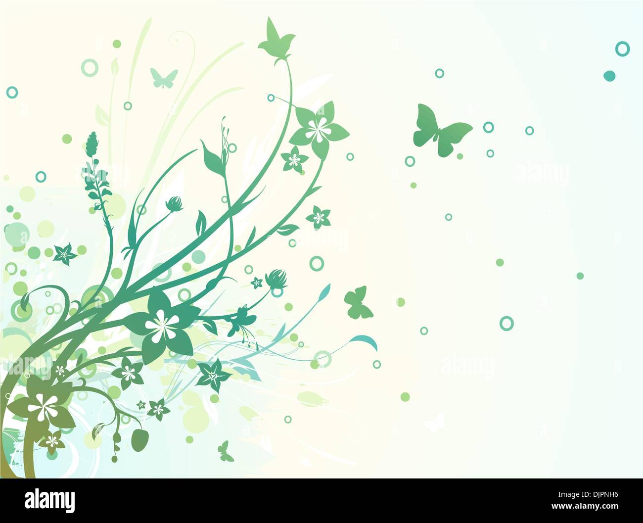 Vector illustration of grunge swirling flourishes decorative green ...