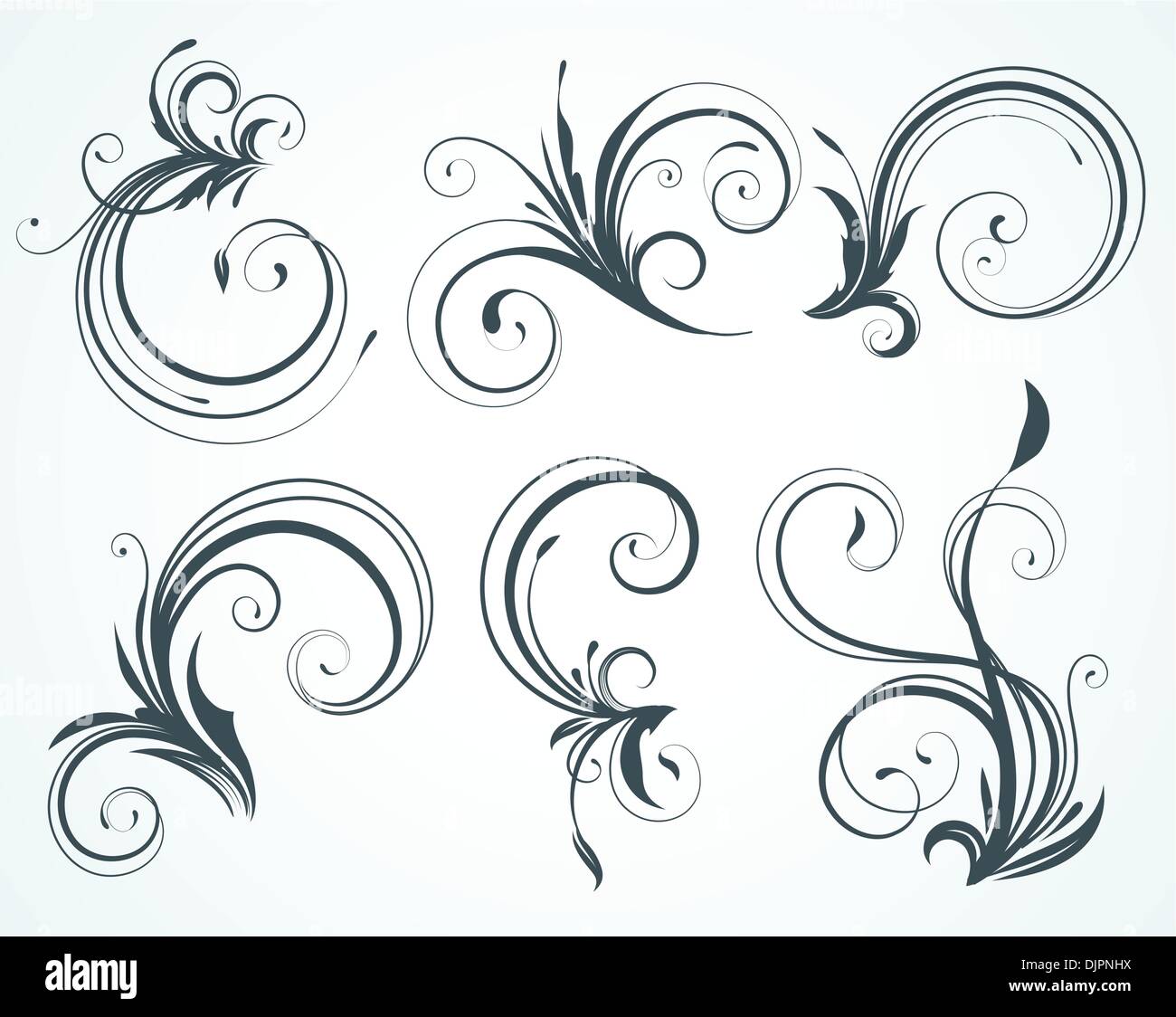 Vector illustration set of swirling flourishes decorative floral ...