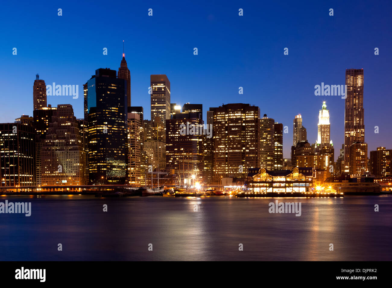 New York - Panoramic view of Manhattan Skyline by night Stock Photo - Alamy