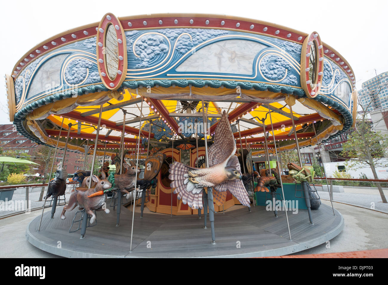 The Greenway Carousel opened on Boston's Rose Kennedy Greenway on Aug. 31, 2013. Stock Photo