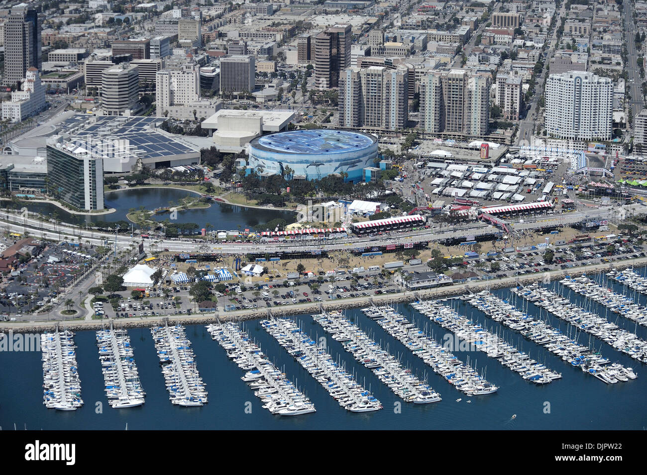 LONG BEACH, CALIF. Aerial view of the Indy Car race during the Stock