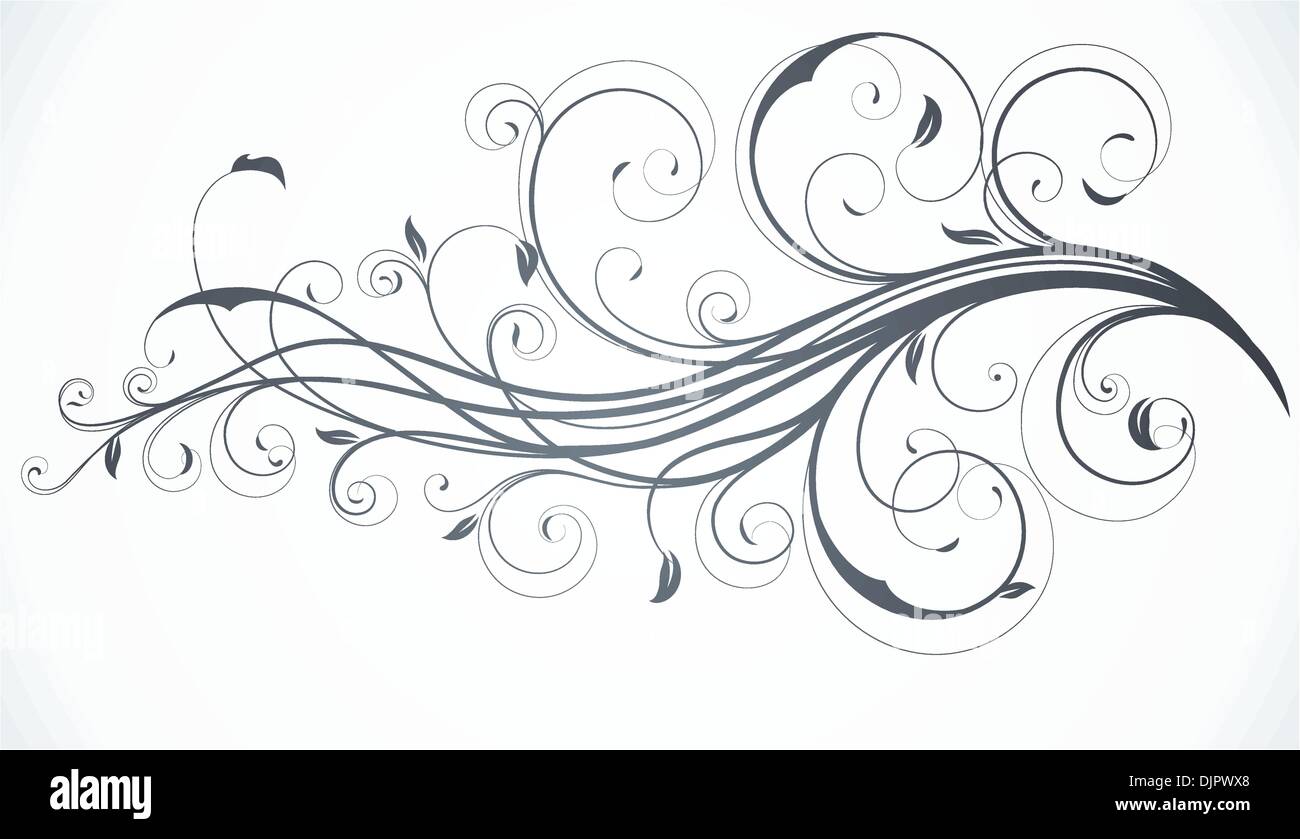 Vector illustration of swirling flourishes decorative Floral Background ...