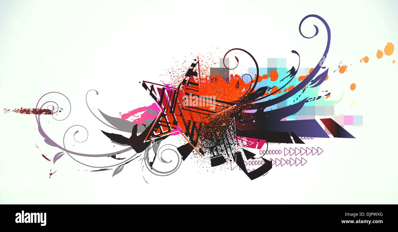 Vector illustration of urban background with grunge stained Design ...