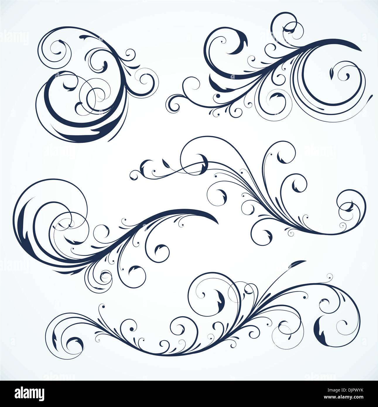 Vector illustration set of swirling flourishes decorative floral ...