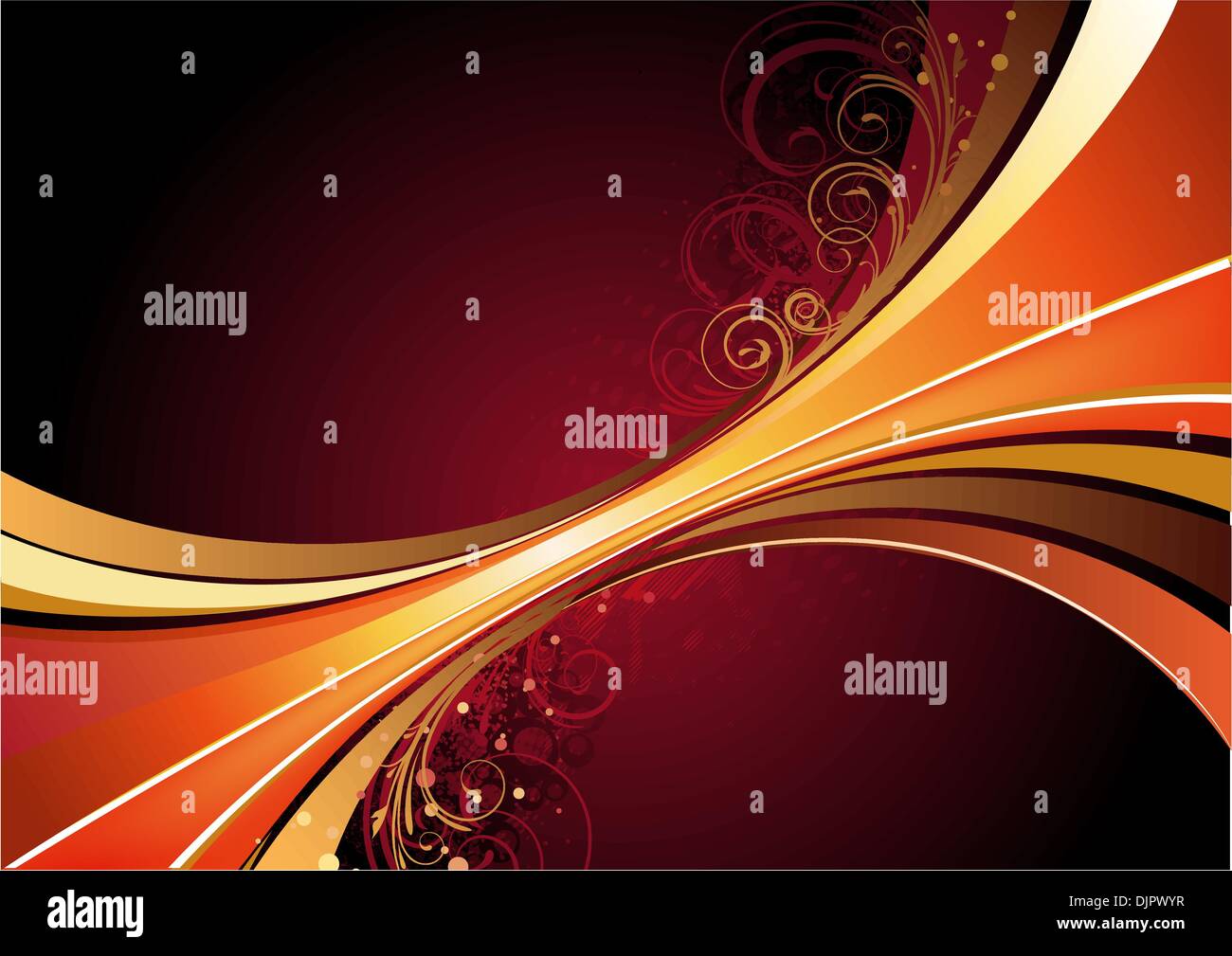 Vector illustration of red abstract background with of wave lines and ...