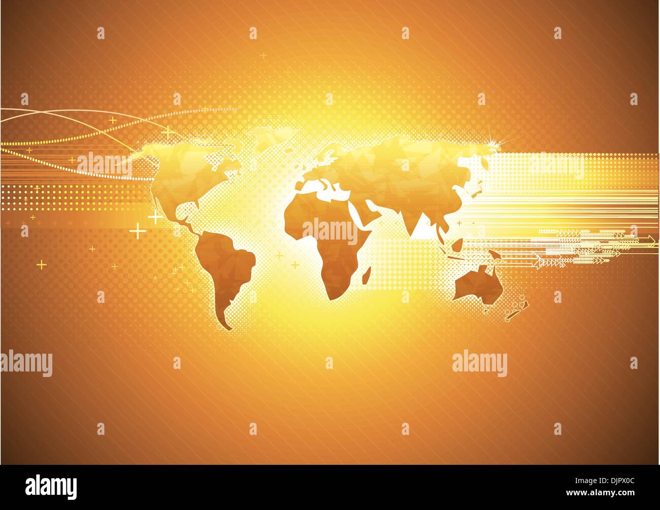 Vector illustration of orange abstract hitech Background with Glossy