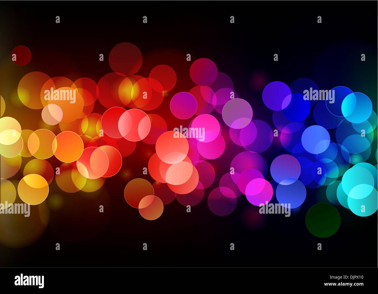 Vector illustration of blurred neon disco light dots pattern on dark background Stock Vector
