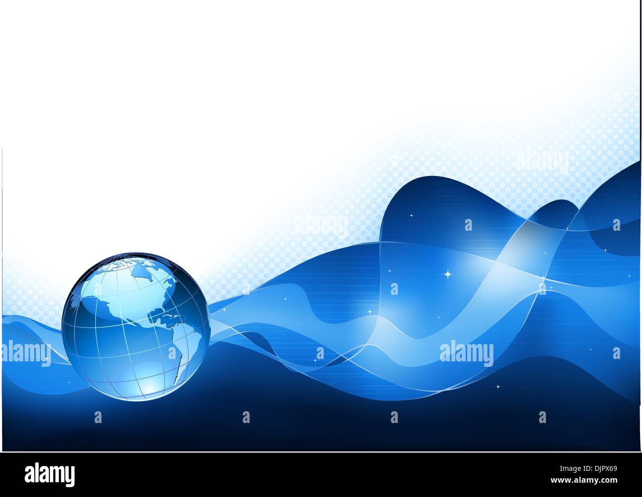 Vector illustration of abstract blue Background with Glossy Earth Globe ...