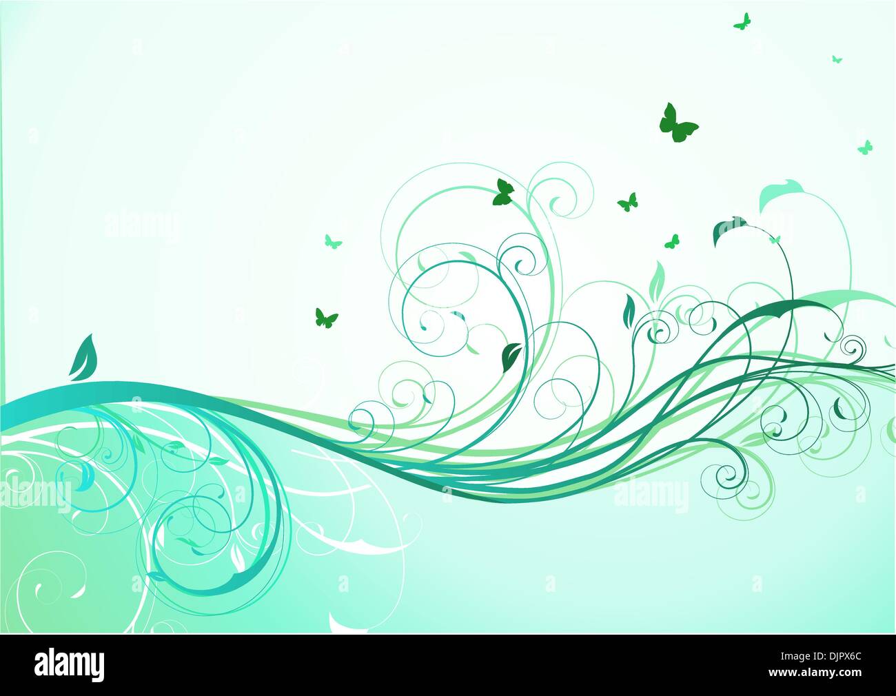 Vector illustration of abstract turquoise floral Background Stock