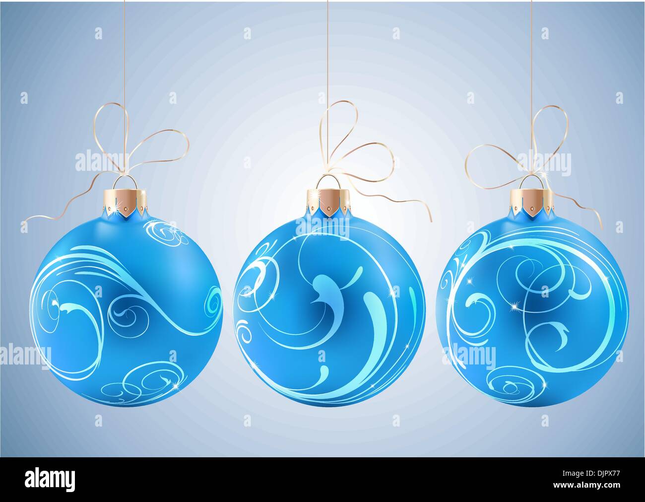 Vector illustration of Christmas background with blue Glass Baubles ...