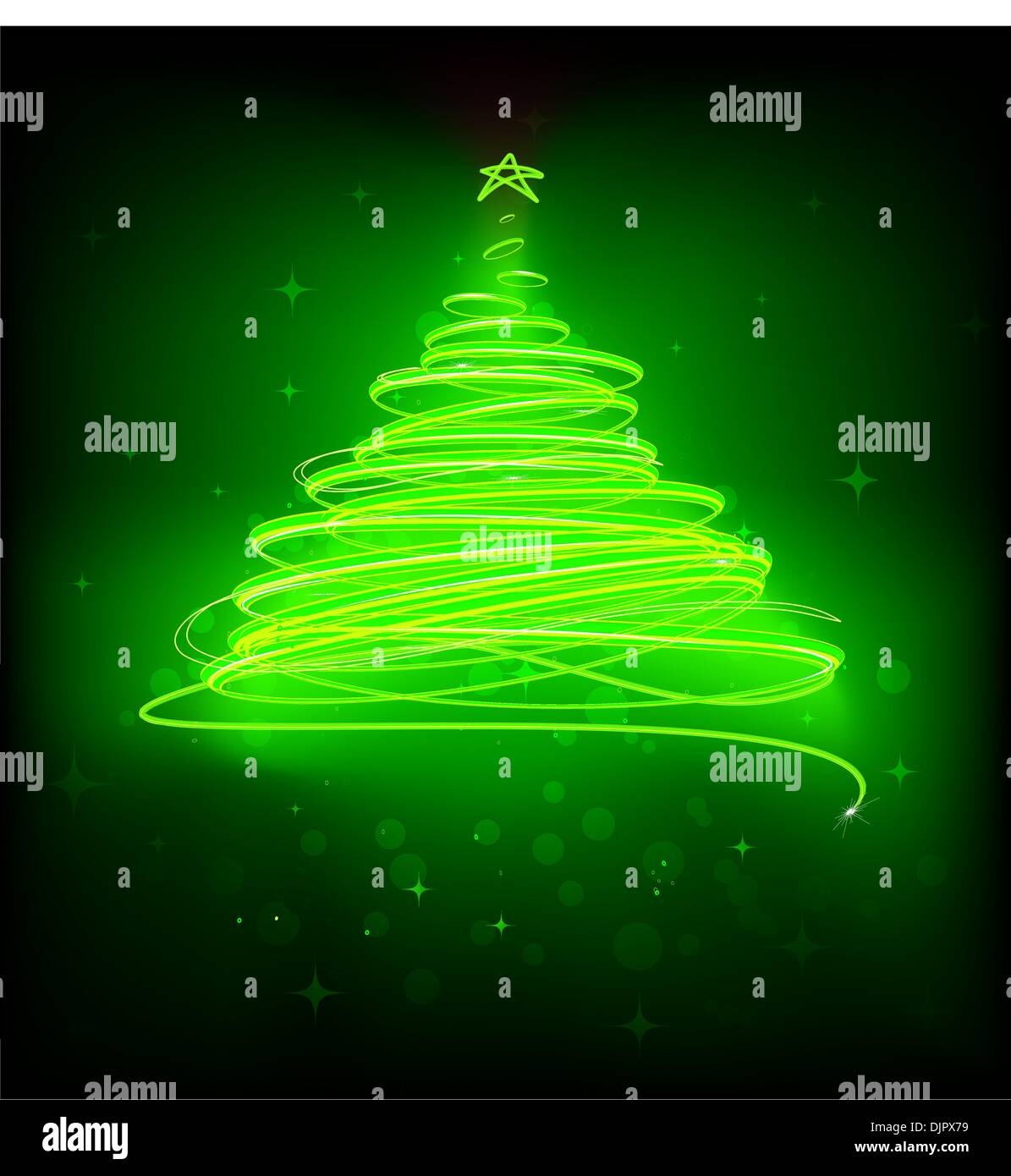 Vector illustration of green Abstract Christmas tree on the black ...