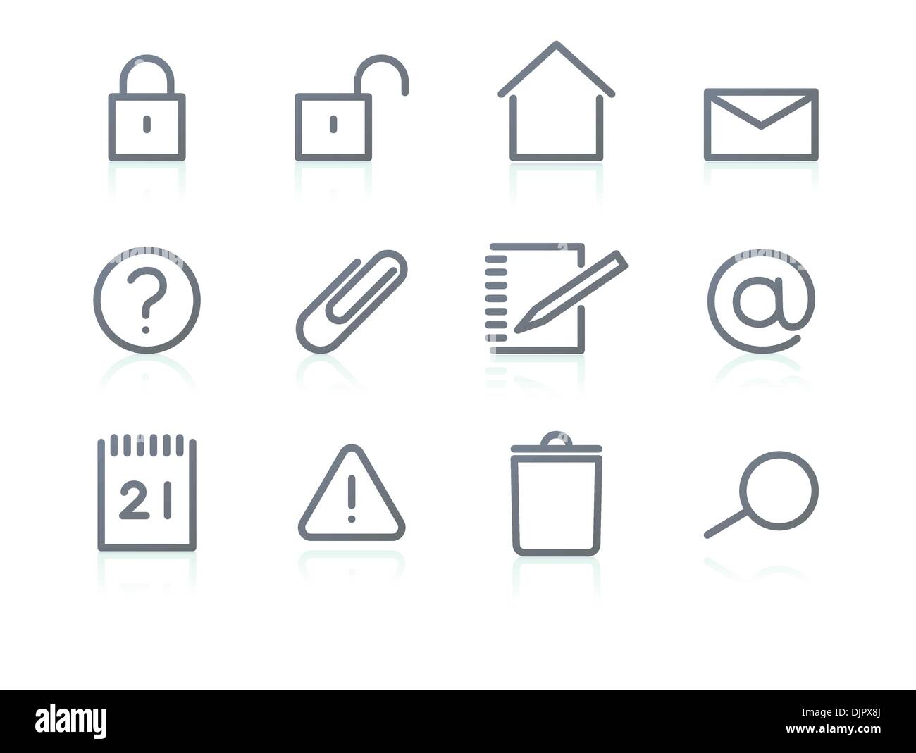 Vector set of elegant simple icons for common computer functions Stock ...