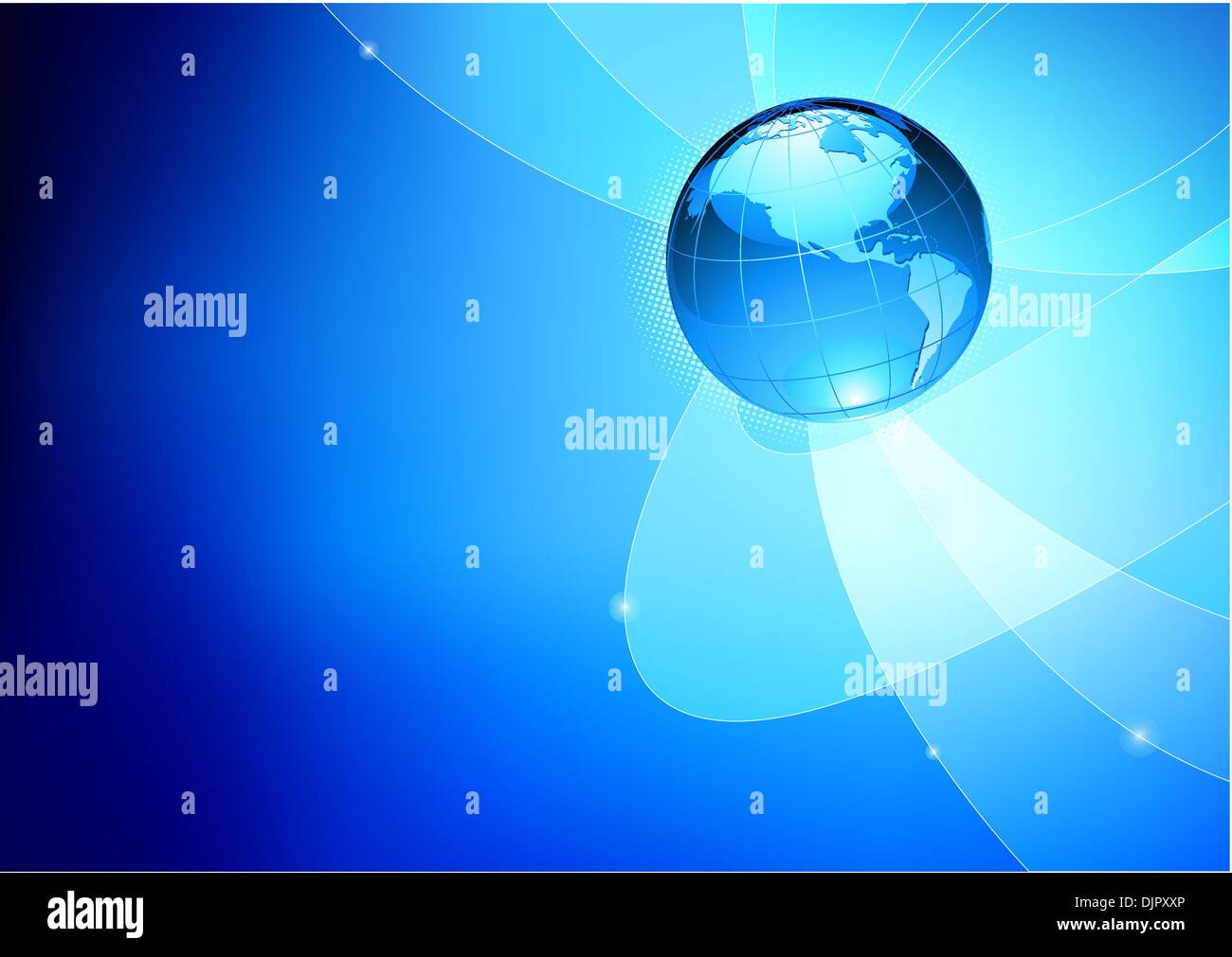 Vector illustration of abstract blue Background with Glossy Earth Globe ...