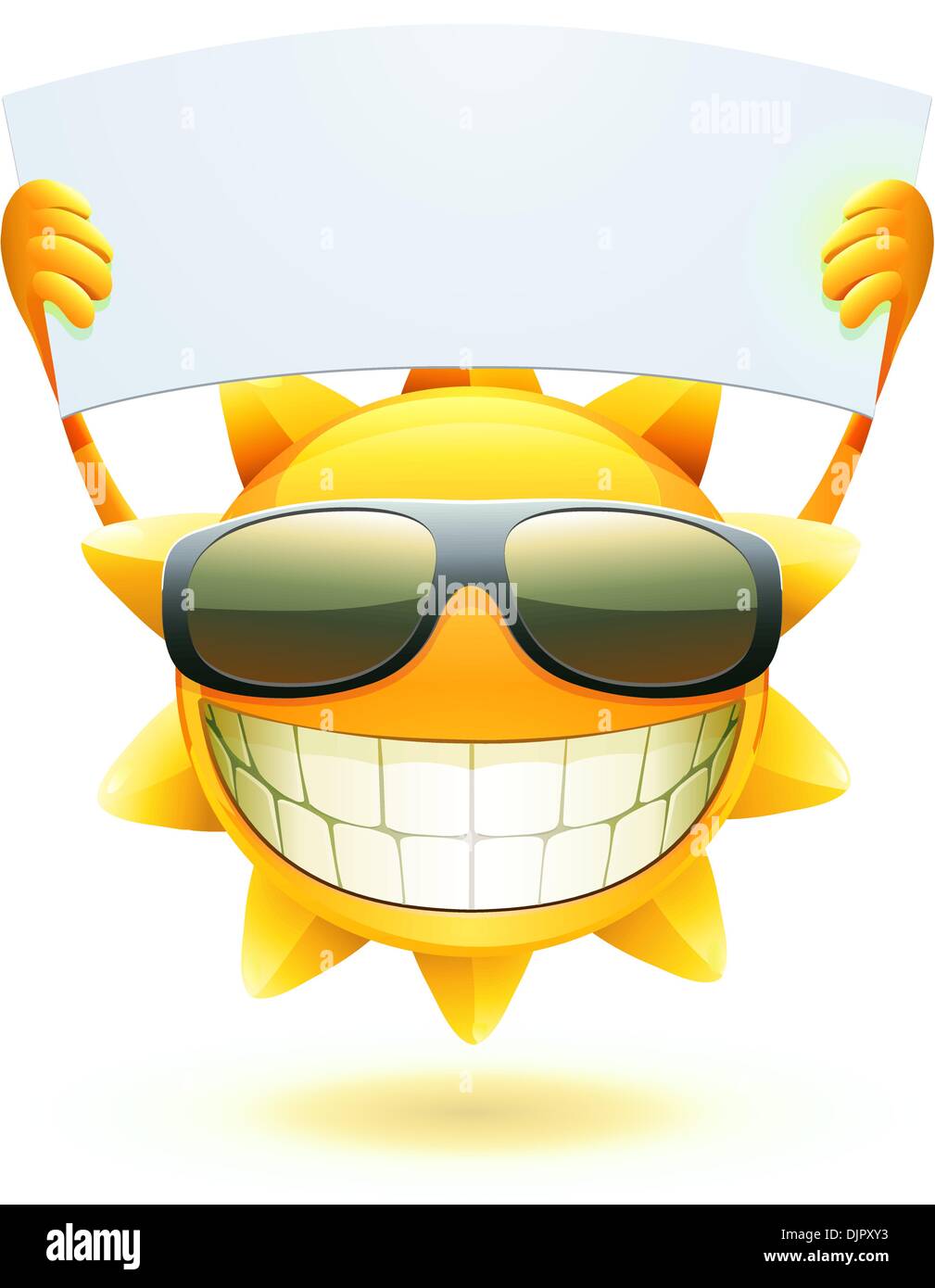 vector illustration of cool cartoon happy summer sun in sunglasses DJPXY3