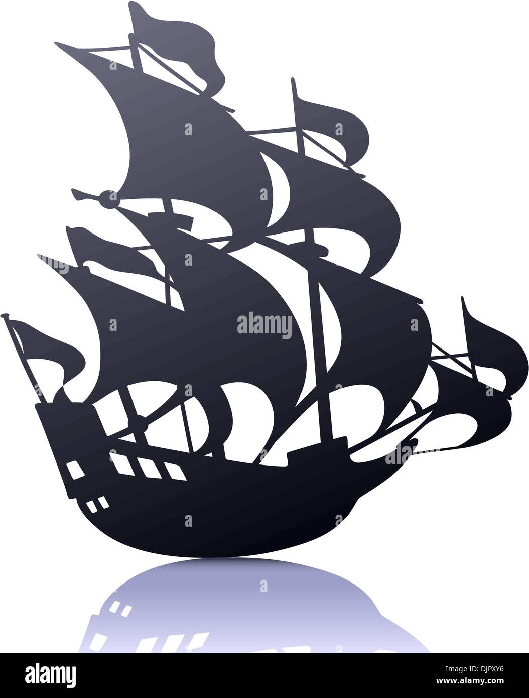 Vector illustration of cool silhouette of retro sailing ship Stock ...