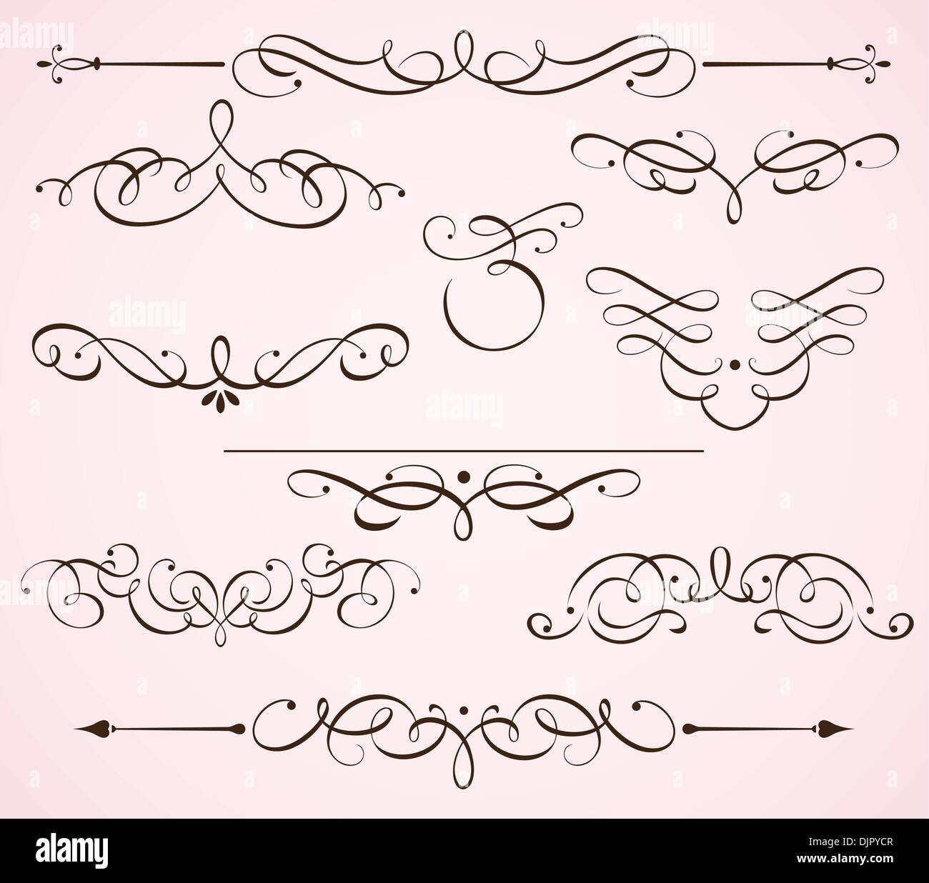 Vector illustration set of swirling flourishes decorative floral ...