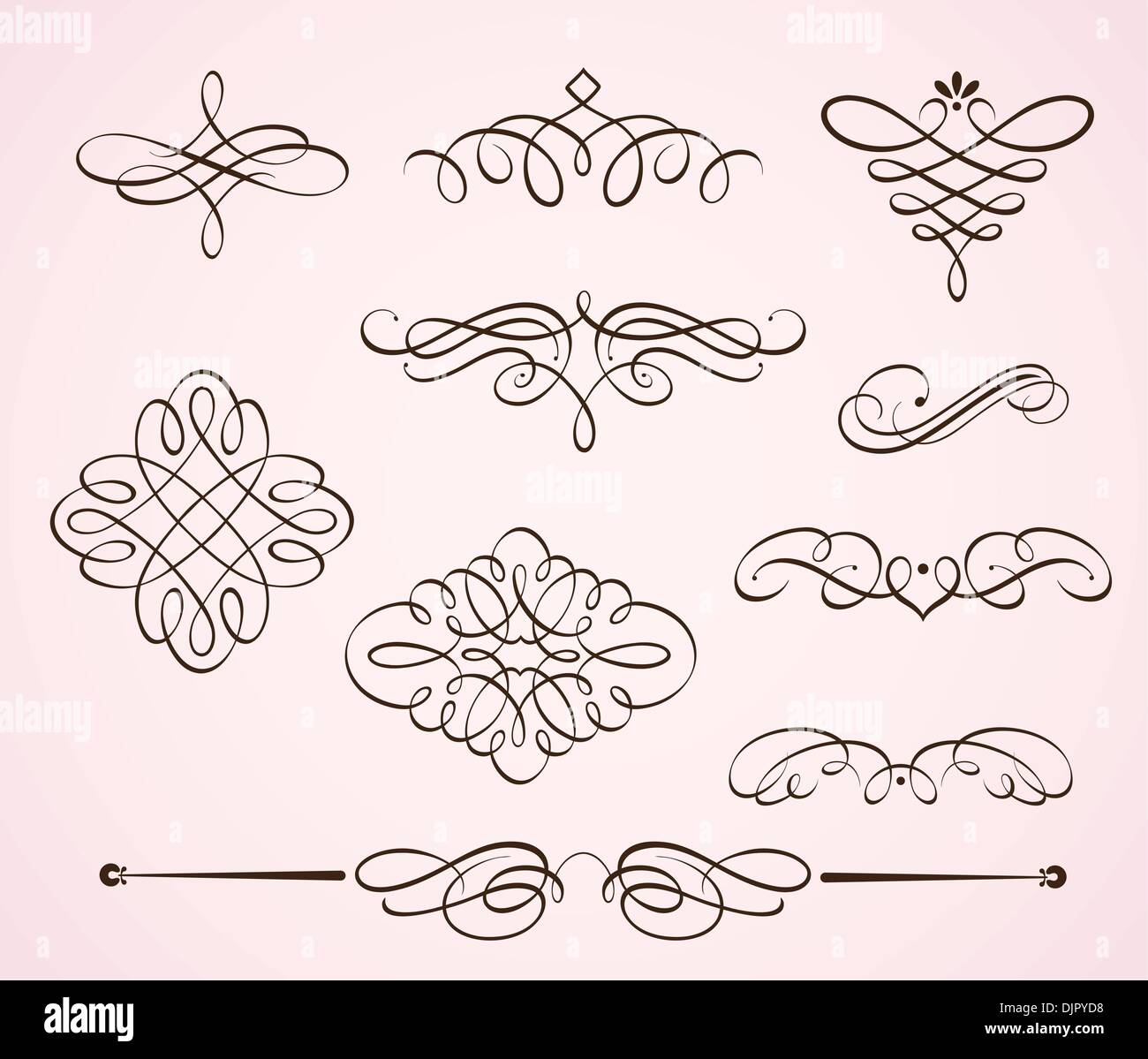 Vector illustration set of swirling flourishes decorative floral ...