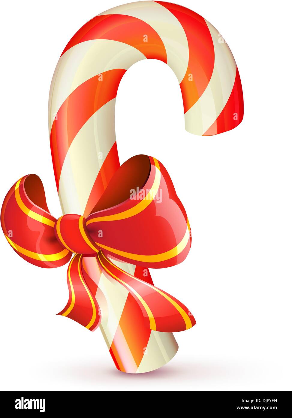 Vector illustration of shiny red Christmas candy cane with bow Stock ...