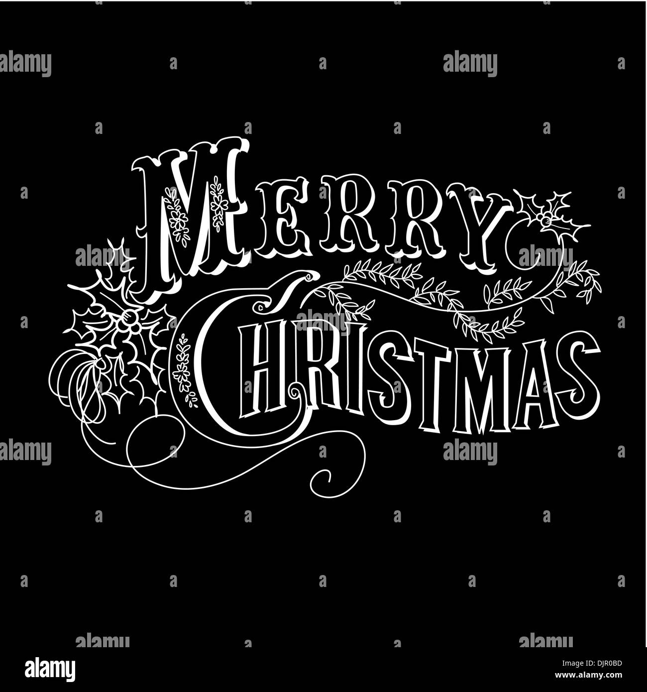 Black and White Christmas Card. Merry Christmas lettering Stock Vector ...