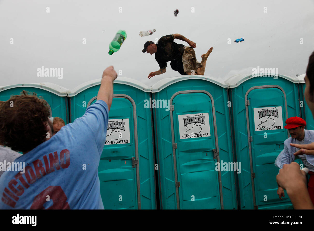 May 01, 2010 Louisville, Kentucky, U.S. The porta potty gauntlet is