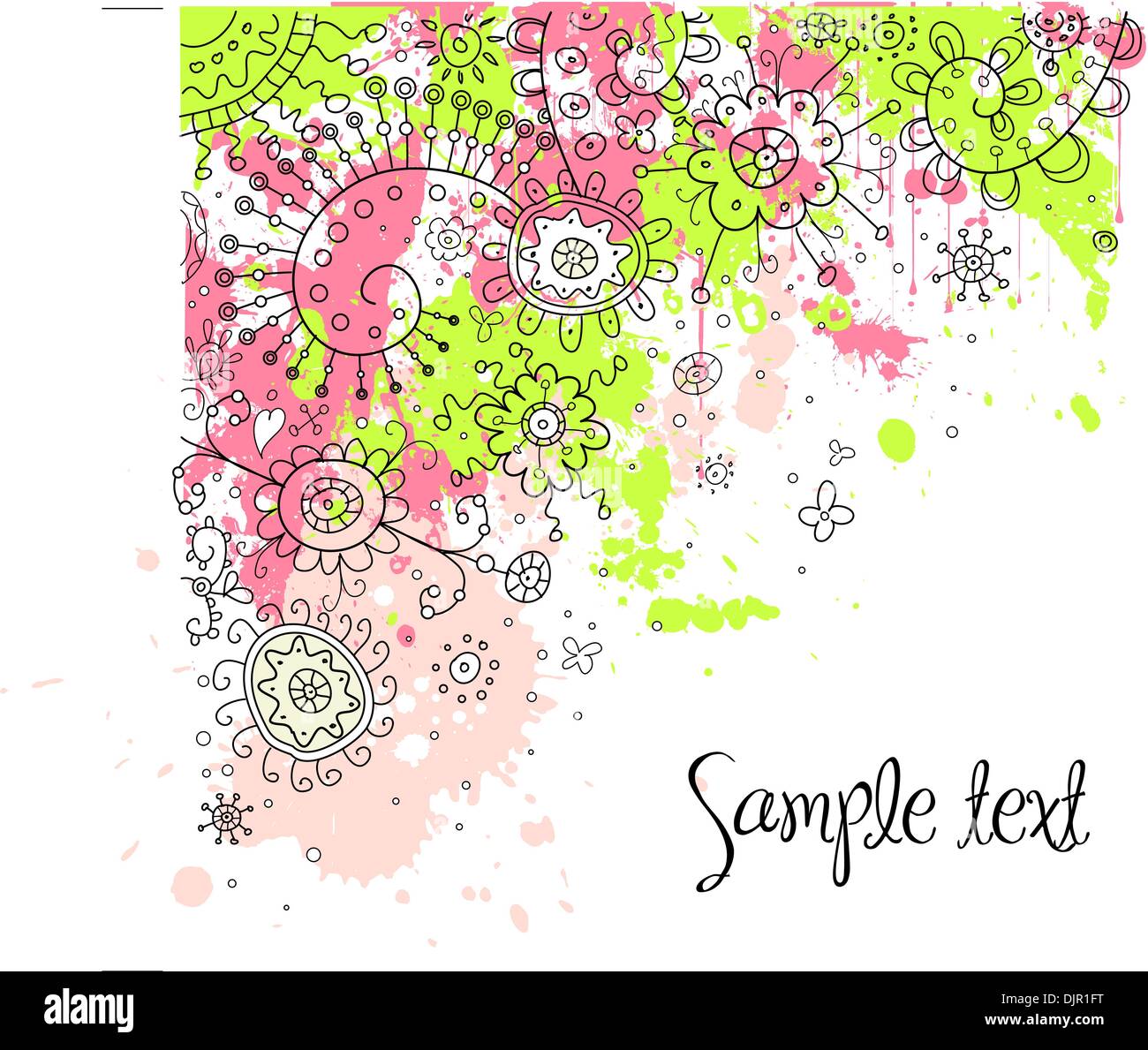 Hand-Drawn Abstract Doodles and Flowers Vector Illustration Stock Vector