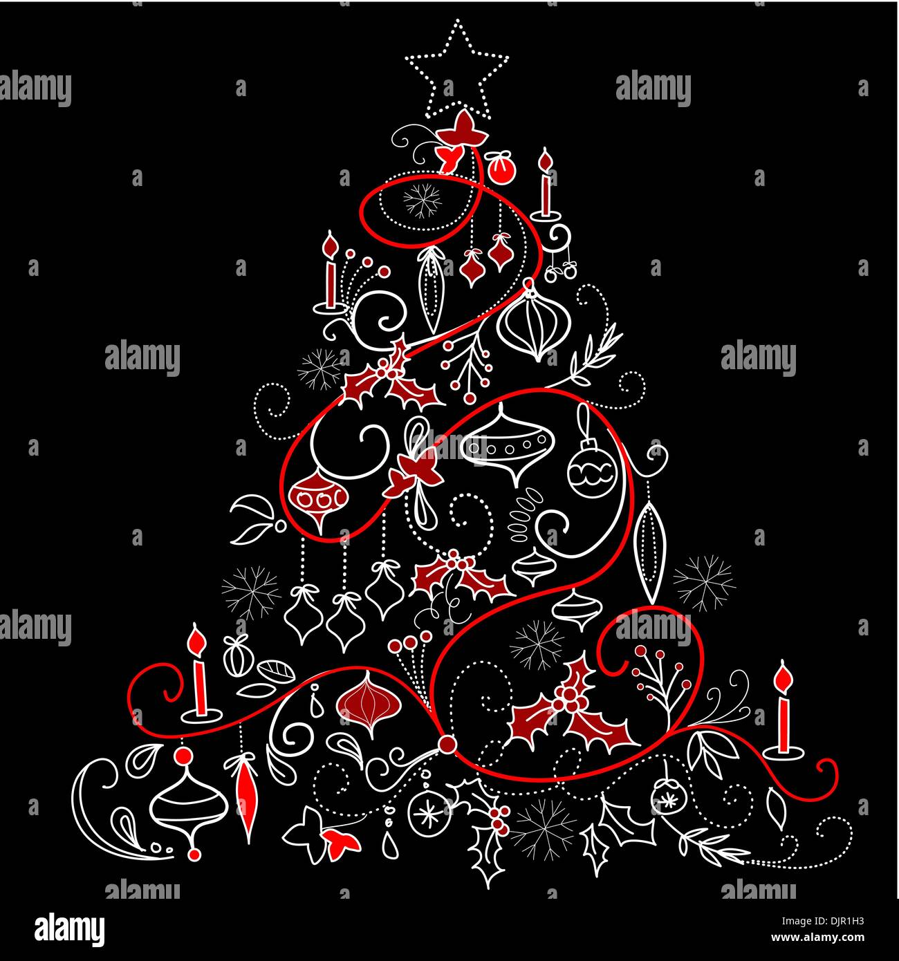 Christmas tree on black background Stock Vector Image & Art - Alamy