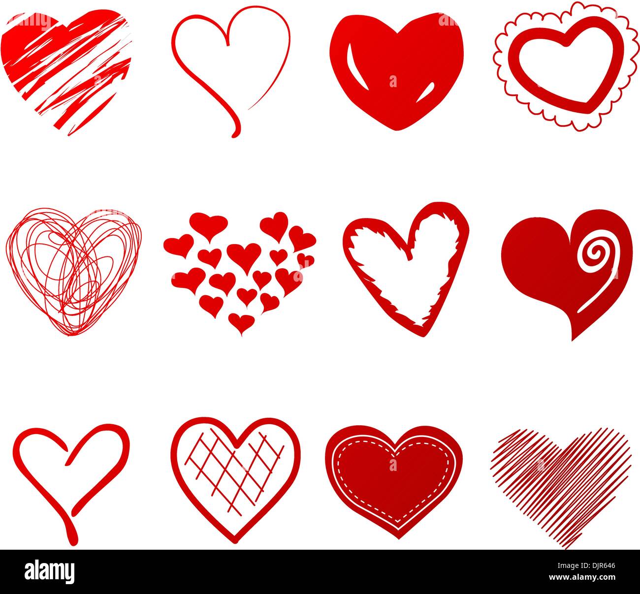 Cute doodles hearts set Stock Vector Image & Art - Alamy