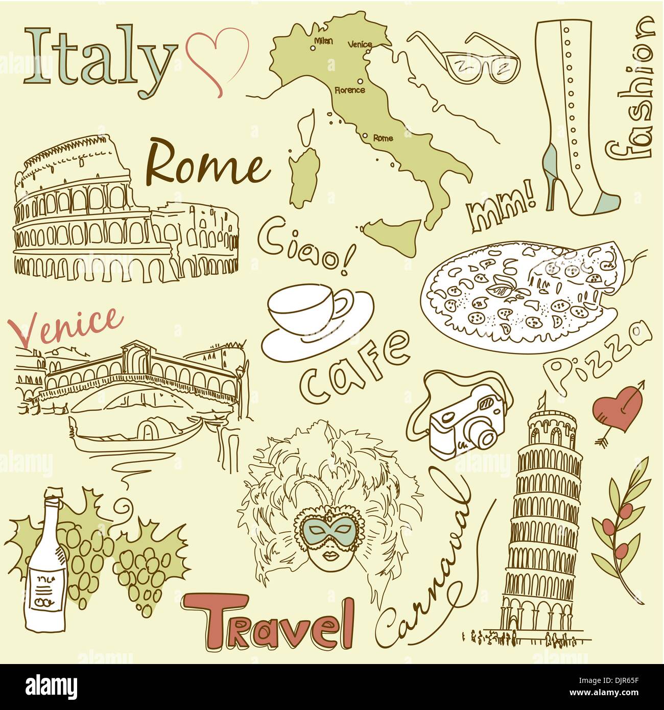 Sightseeing in Italy Stock Vector