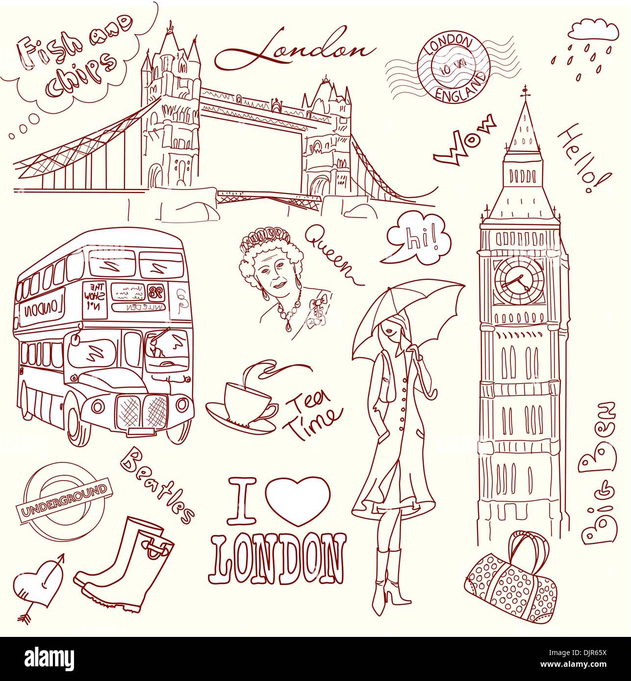 London doodles Stock Vector