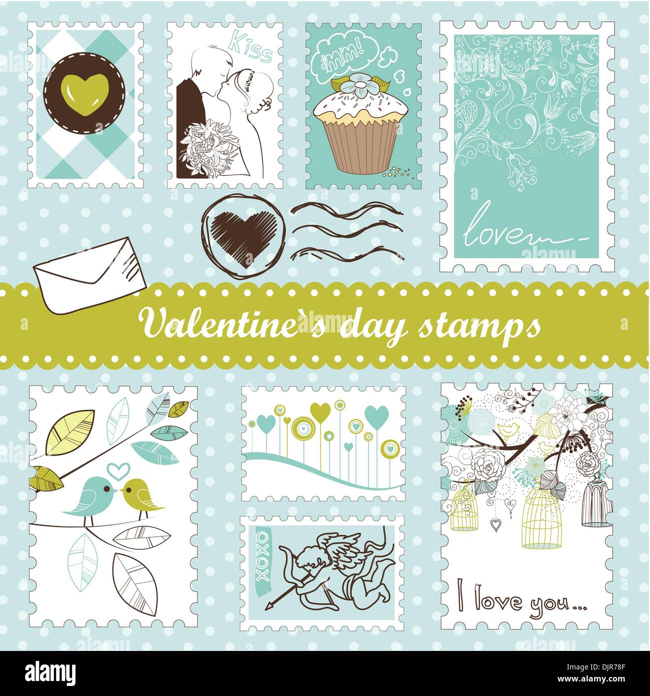 set of valentine`s day stamps Stock Vector Image & Art - Alamy