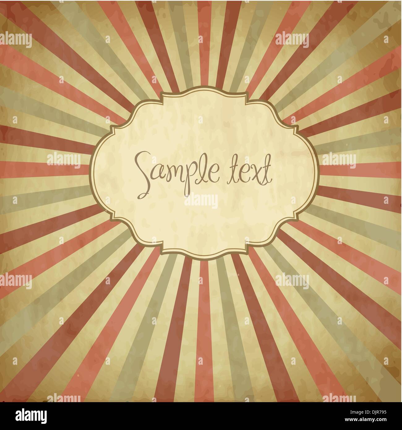 Vintage template, colored sun burst background. Stock Vector