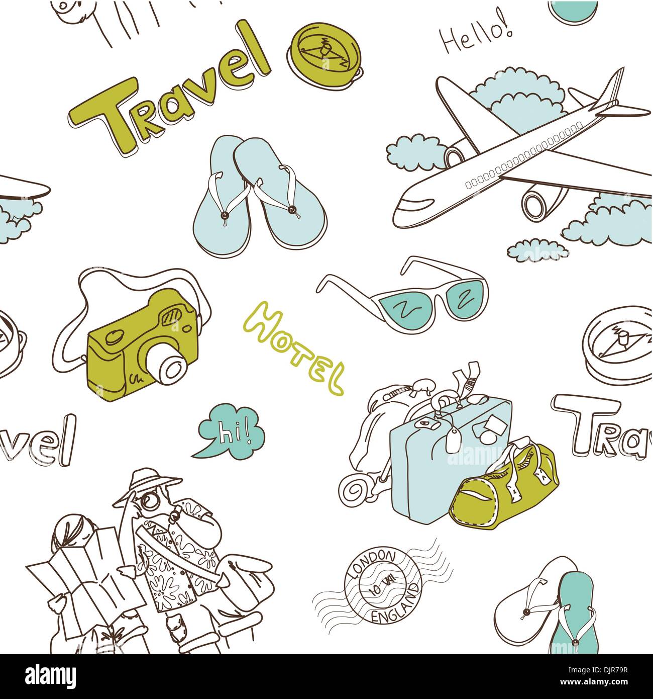 Conceptual travel seamless pattern Stock Vector Image & Art - Alamy