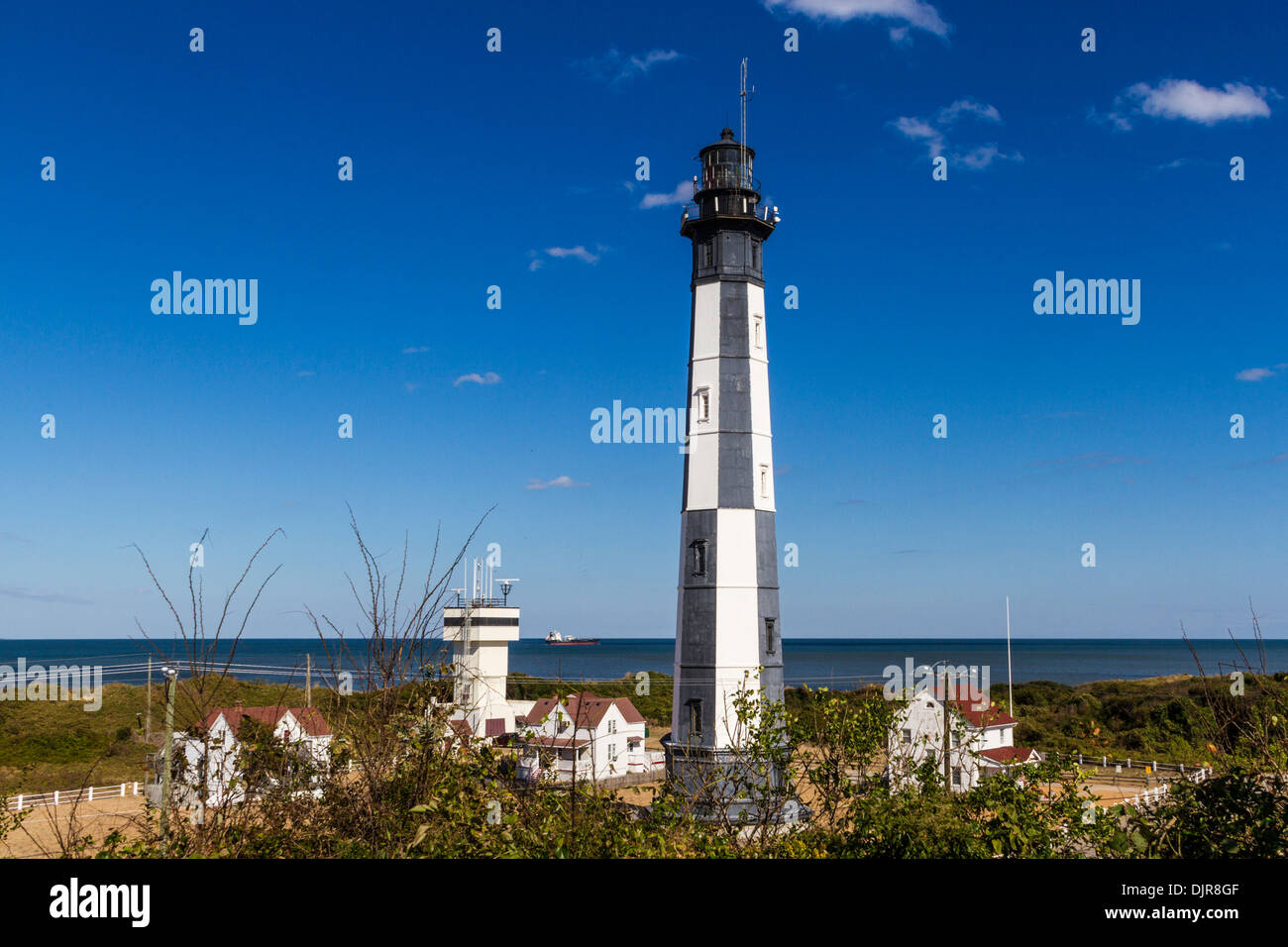 New Cape Henry Lighthouse on the grounds of Fort Story in Virginia. Stock Photo