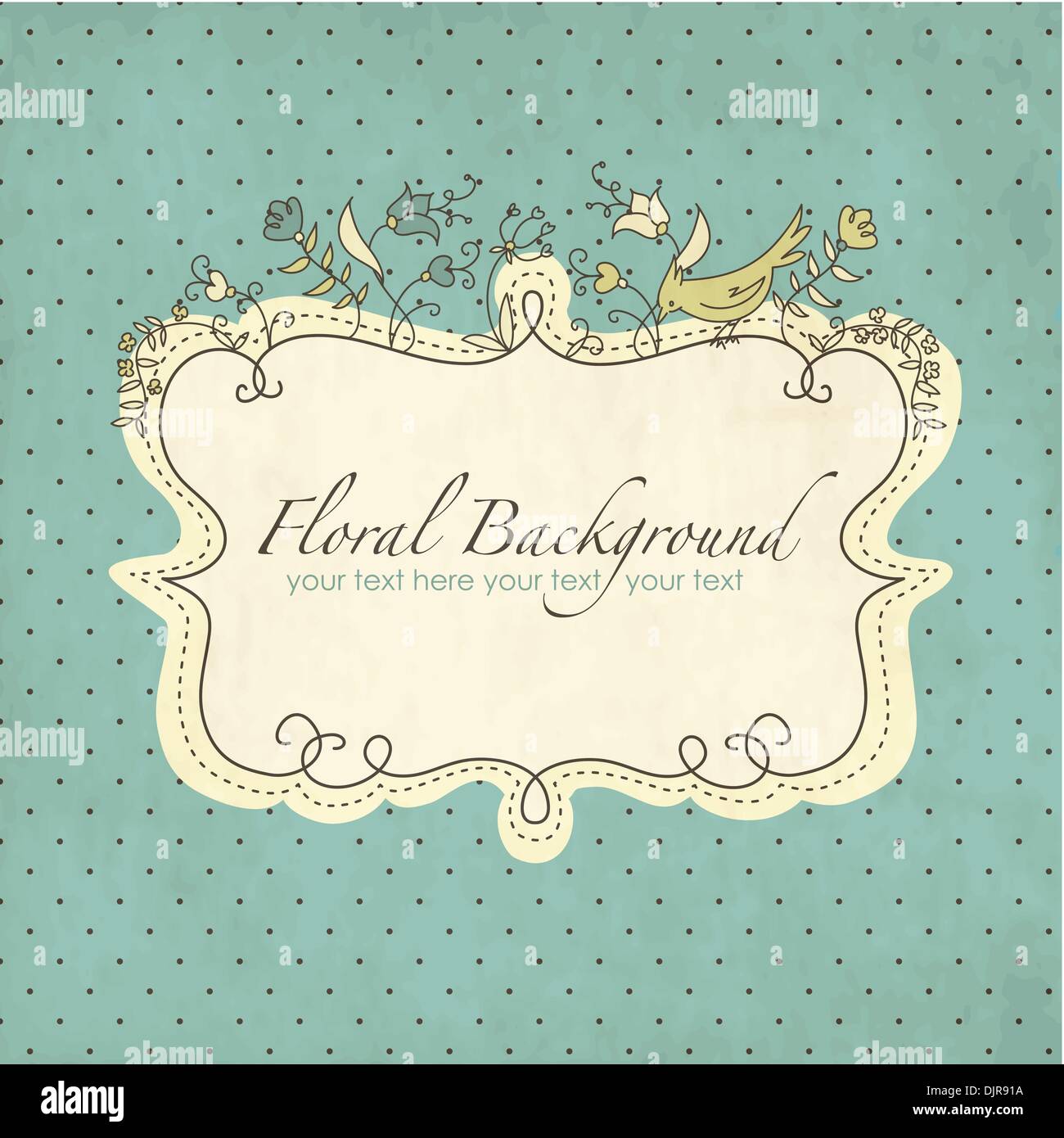 Vector floral frame with a bird Stock Vector Image & Art - Alamy