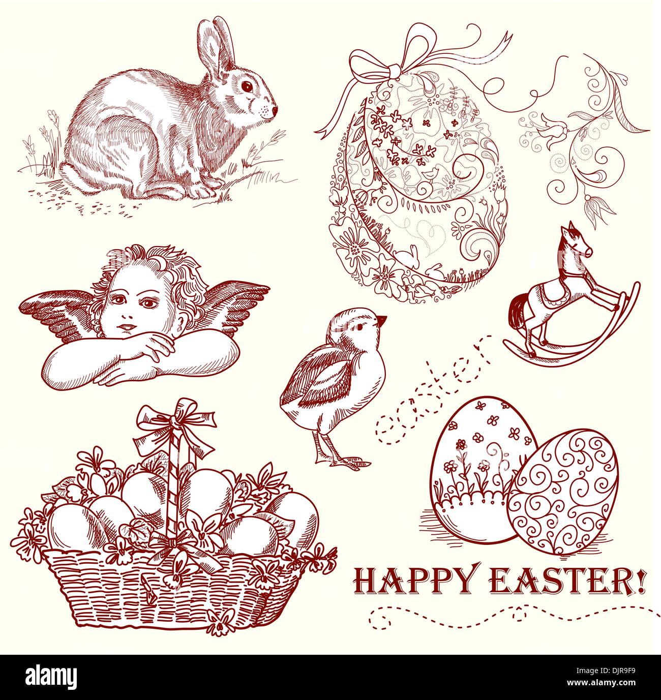 Vintage Easter Set Stock Vector Image & Art - Alamy