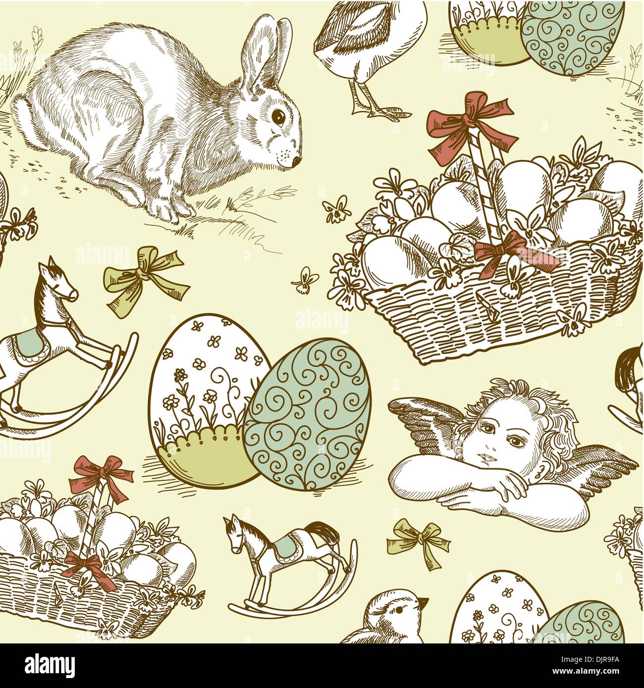 Vintage Easter Seamless background Stock Vector
