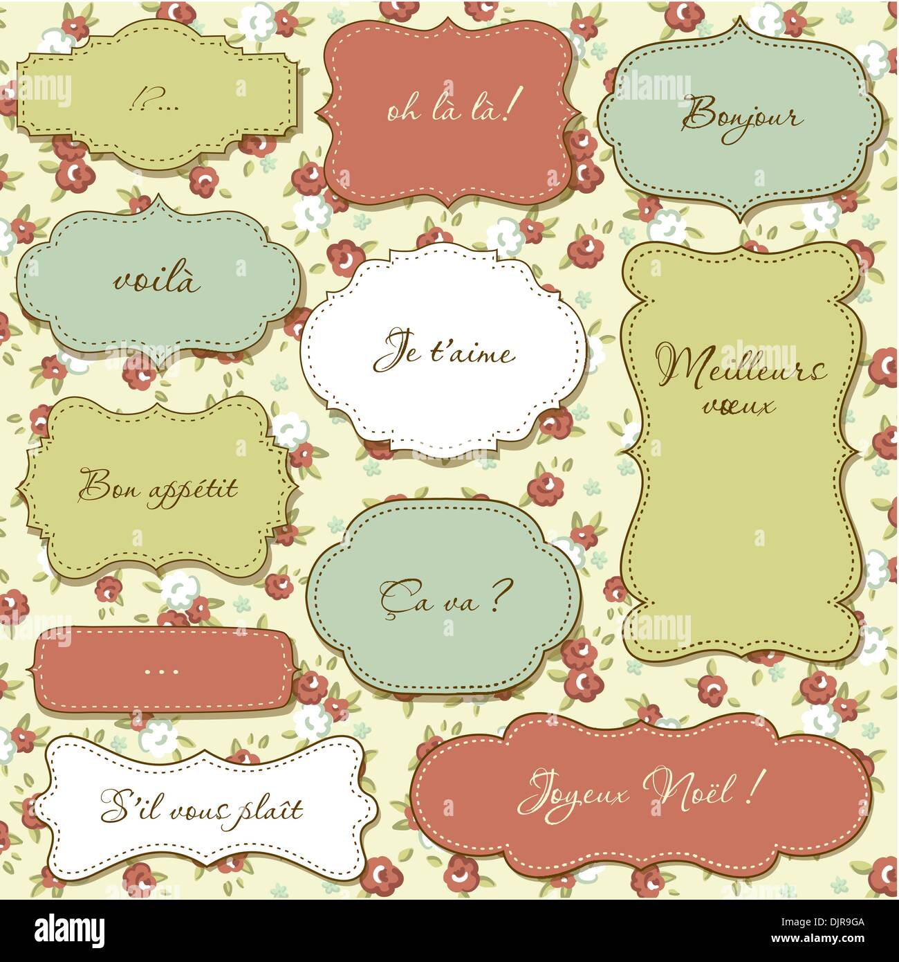 Vintage frames, seamless floral pattern as a background Stock Vector