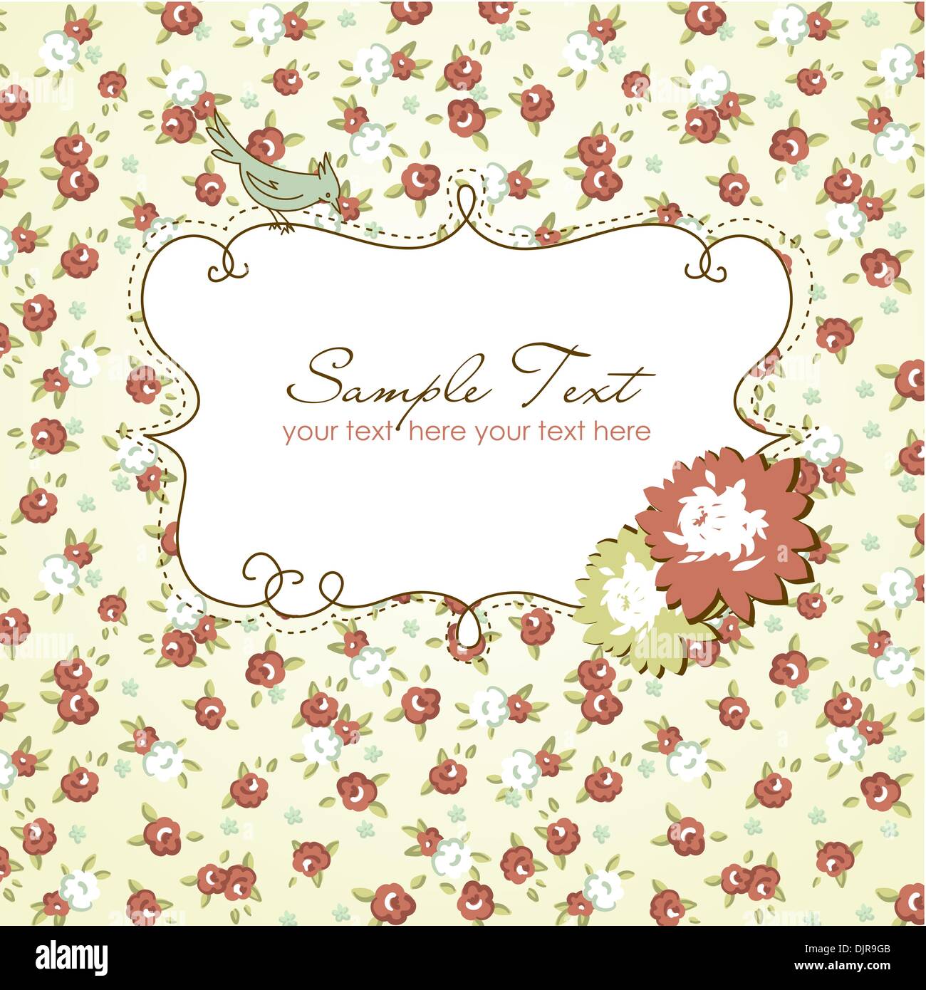 Vector floral frame with a bird Stock Vector Image & Art - Alamy