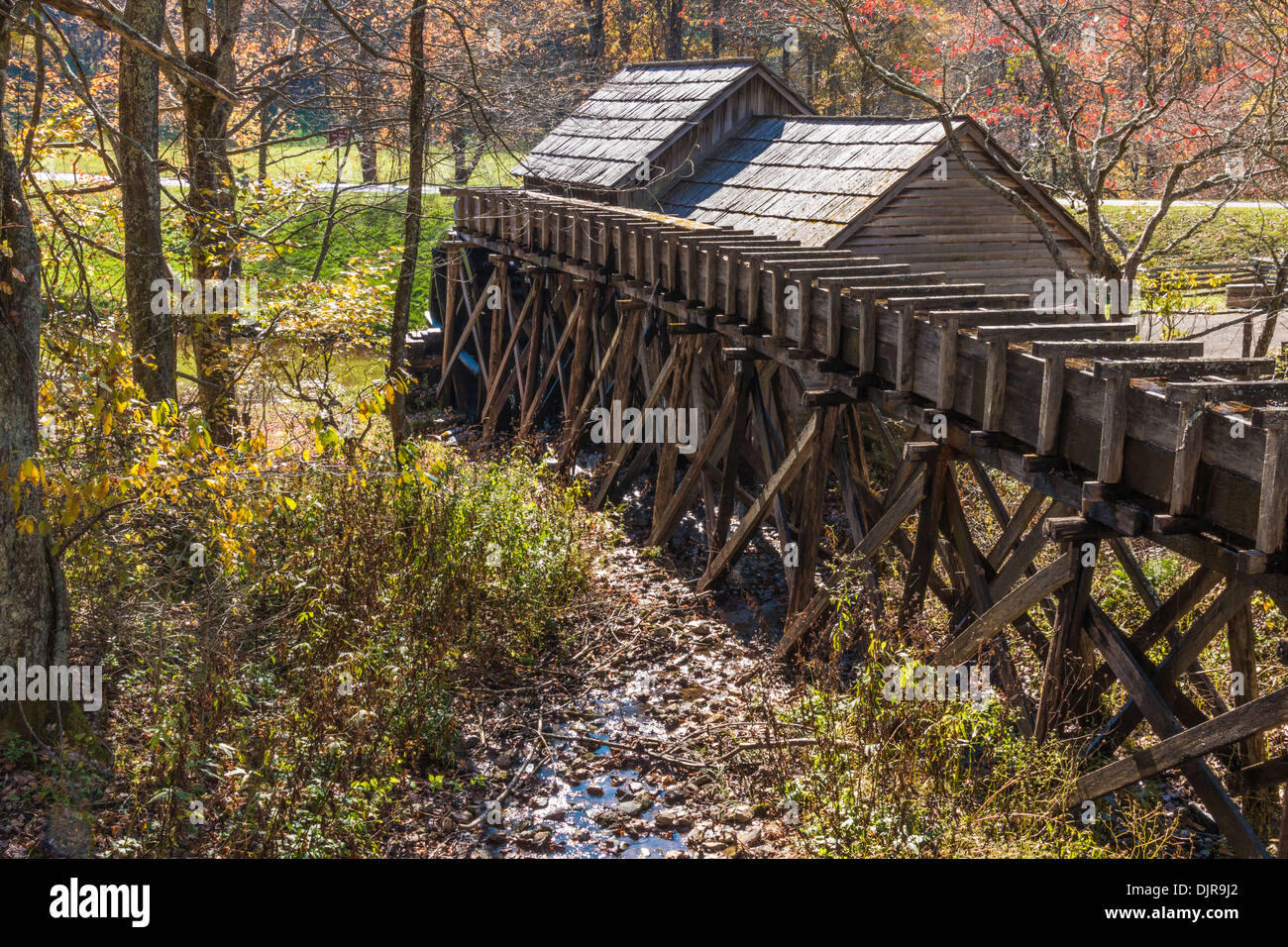 Aqueduct at historic Mabry Mill on the Blue Ridge Parkway in Virginia ...