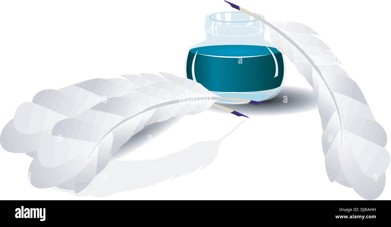 Vector illustration IInkwell and feathers Stock Vector Image & Art - Alamy