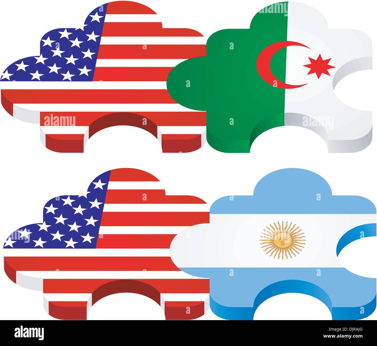 Vector puzzles with national symbolics of United States America Vector puzzles with national symbolics of United States America