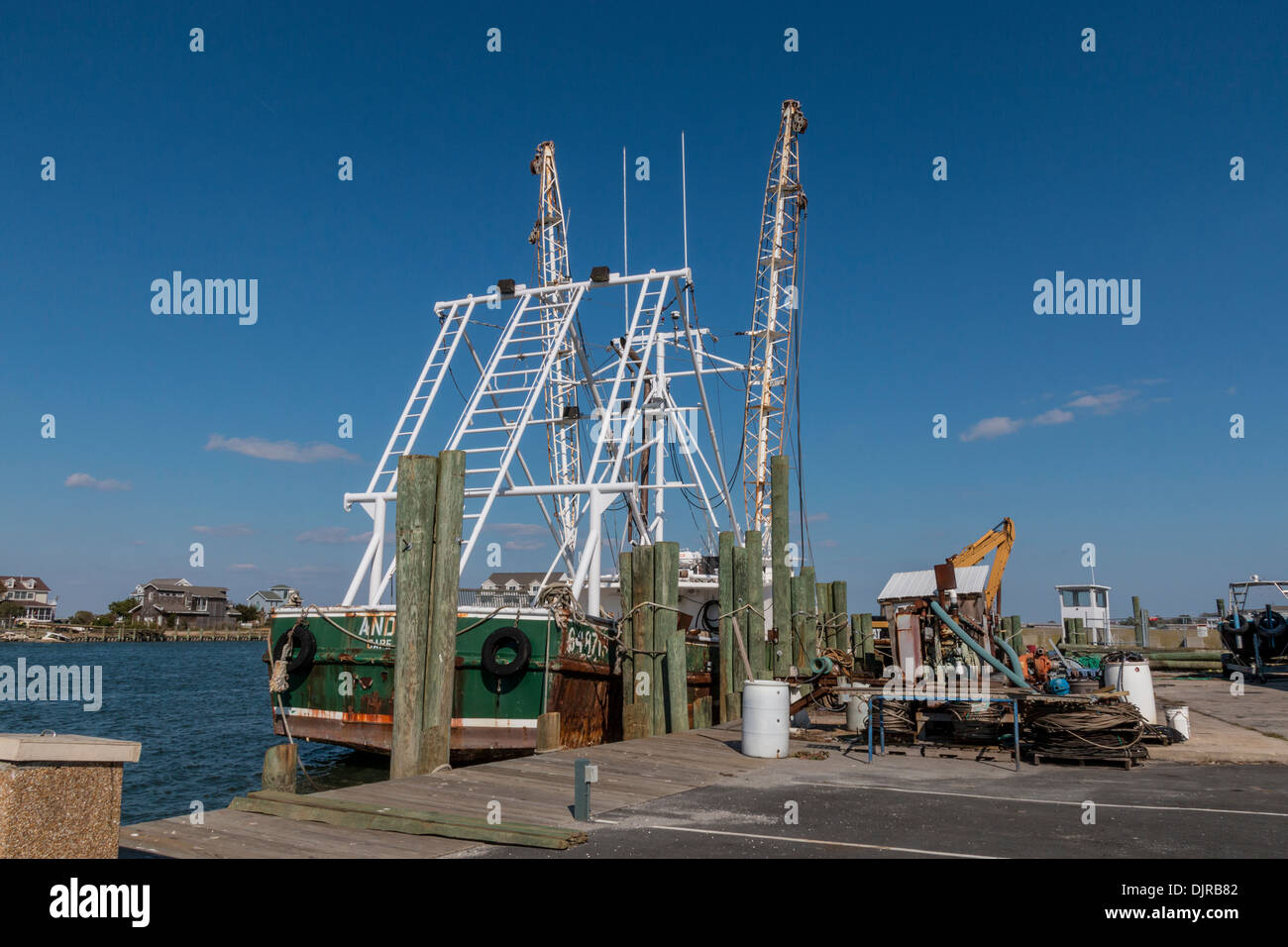 Commercial fishing boats at Chincoteague Island in Virginia Stock Photo