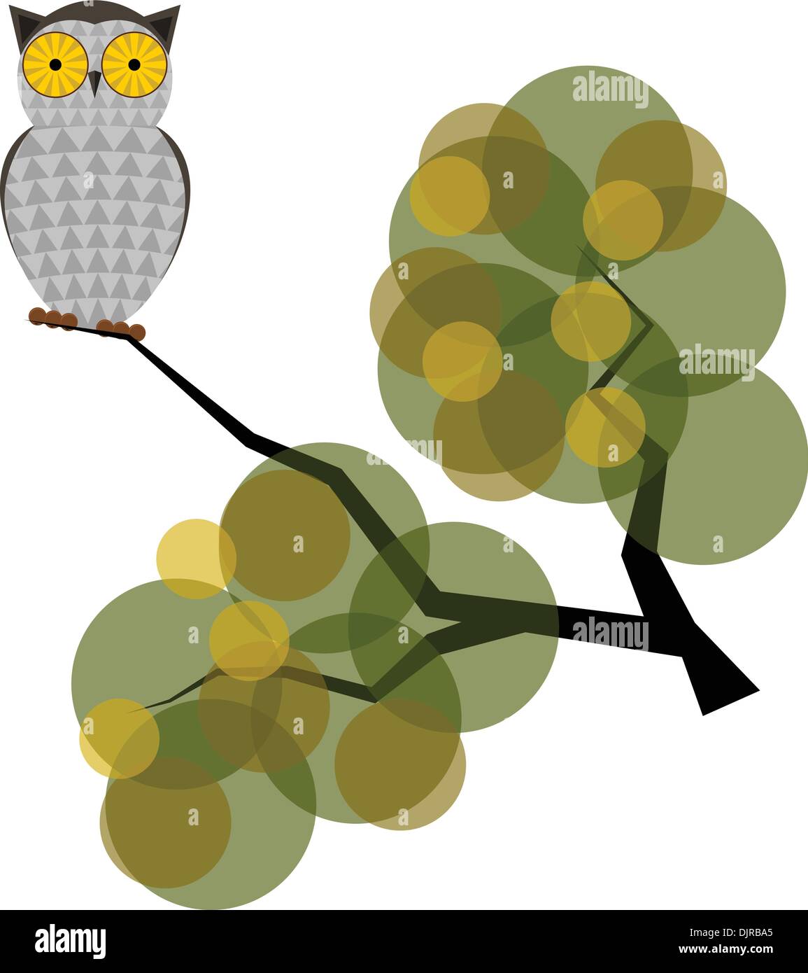 Vector illustration of an owl on a branch Stock Vector Image & Art - Alamy