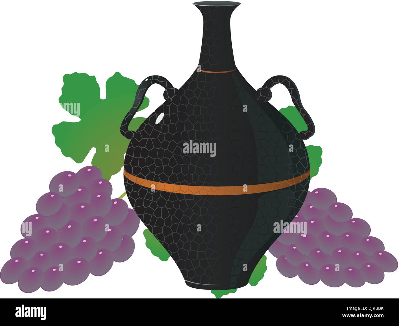 Àmphora of wine and grapes. vector Stock Vector