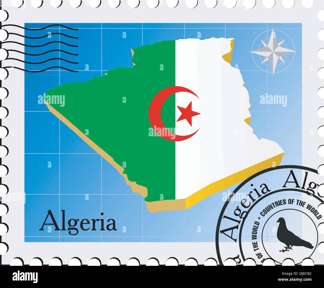 Vector stamp with the image maps of Algeria Stock Vector