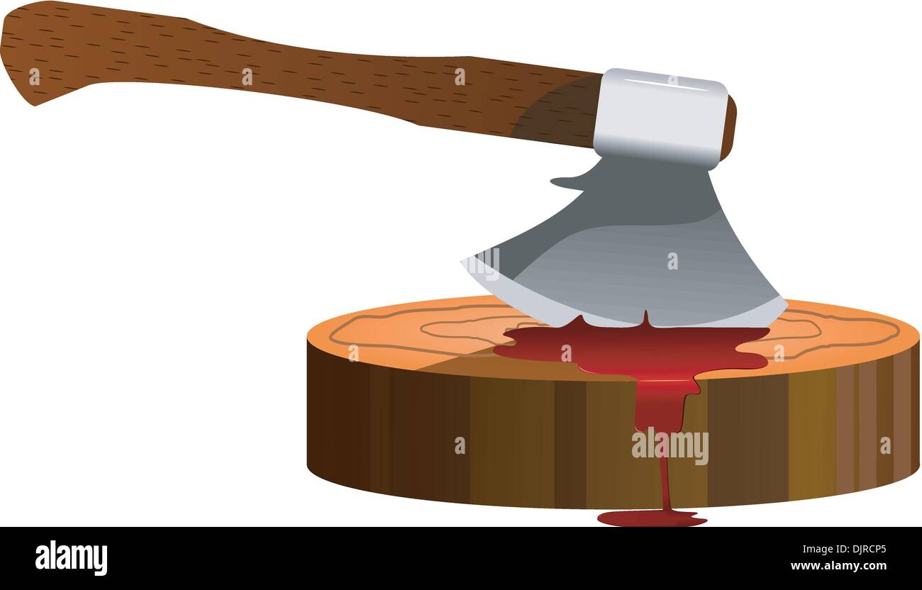 vector illustration of an ax and a slaughterhouse Stock Vector