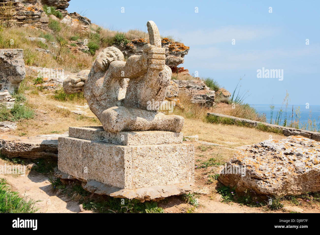 Monument to the archer on Cape Kaliakra in Bulgaria. Stock Photo
