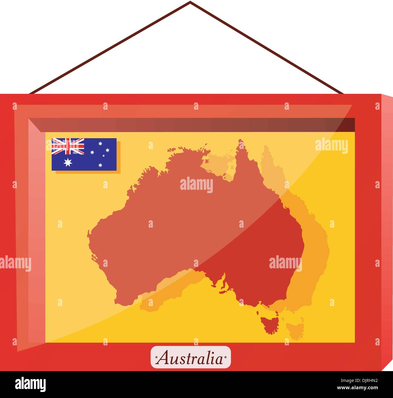 red frame with glass with the flag of Australia Stock Vector Image